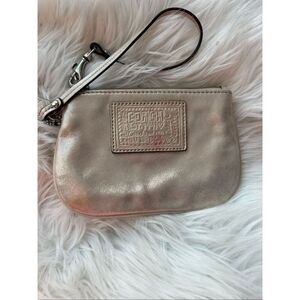 Coach Poppy Pearl Gold Metallic Wristlet Y2K